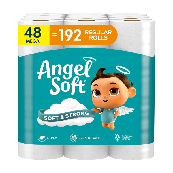 48-Count Angel Soft 2-Ply Mega Rolls Toilet Paper + $4.80 Amazon Credit Fashion
