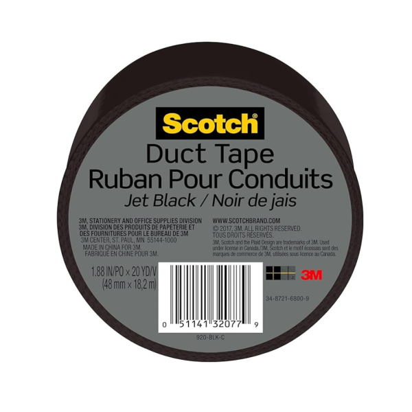 Scotch (1.88  x 20) yd Jet Black 1 Roll Duct Tape Fashion