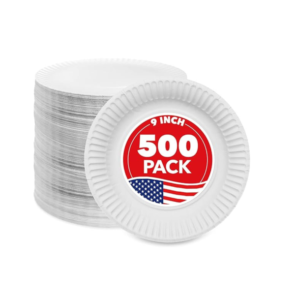 500-Count Stock Your Home 9  Disposable Paper Plates Bulk Hot on Sale