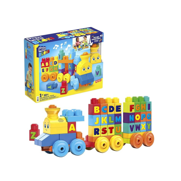 Mega Bloks Fisher-Price ABC Blocks Musical Train with 50 Pieces, Music and Sounds For Discount