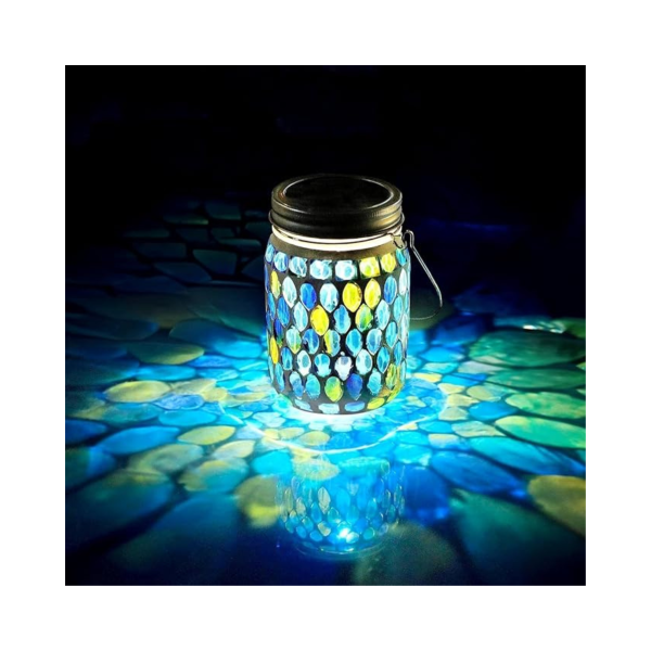 2-Pack Crystal Mosaic Solar Lanterns Outdoor Hanging Lights Supply