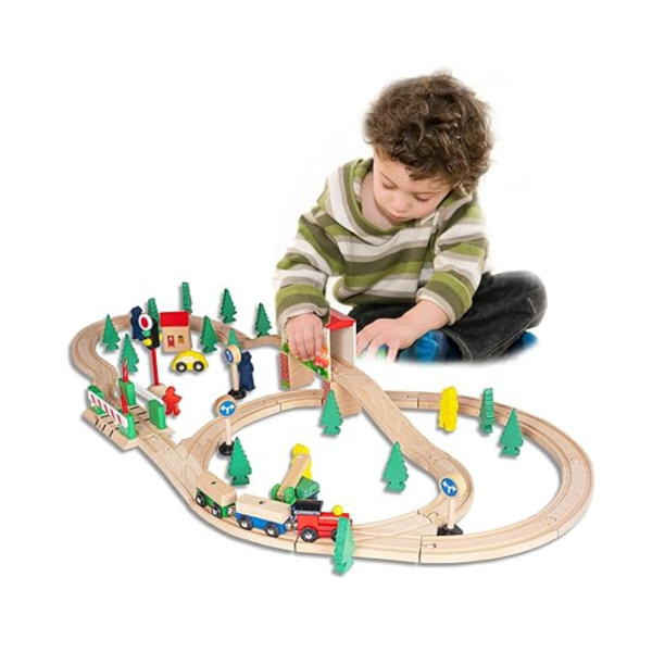 Funpeny 60-Pc Wooden Train and Track Sets Online Hot Sale