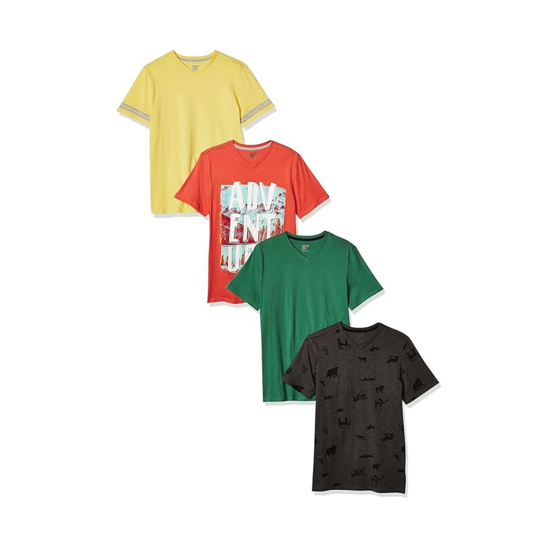 4-Pack Amazon Essentials Boy s Short-Sleeve V-Neck T-Shirt For Sale