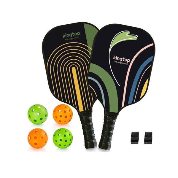 Set of 2 Kingtop Lightweight Pickleball Paddles with 4 Pickleballs and 1 Bag Hot on Sale