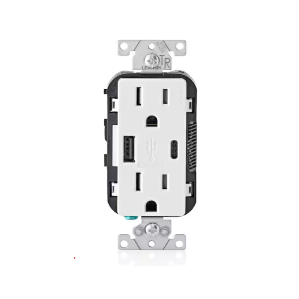 2-Pack 15A Decora Tamper-Resistant Duplex Type A C 5.1A 25W USB Outlet For Sale