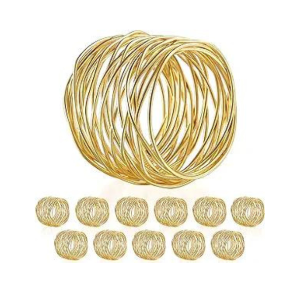 Gold Twisted Napkin Rings, Set of 12 For Discount
