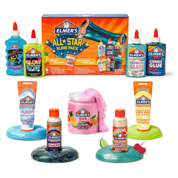 Elmer s All-Star Slime Kit: Led Cosmic Glue, Liquid Glue, Slime Activator, and Premade Slime Fashion