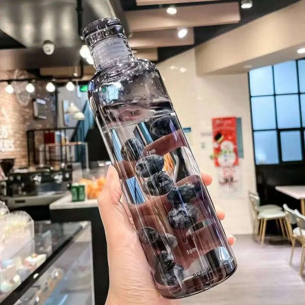 Newest Transparent With Time Scale Water Bottle Couple Plastic Portable Water Container Leakproof Drop-Resistant Plastic Cup Fashion - Image 2