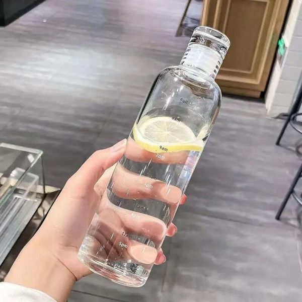 Newest Transparent With Time Scale Water Bottle Couple Plastic Portable Water Container Leakproof Drop-Resistant Plastic Cup Fashion - Image 5